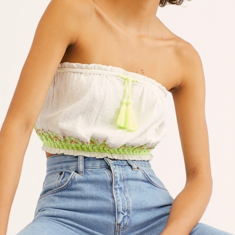 Free People Womens No More Tiers Beaded Boho Tube Top (SIZE LARGE)